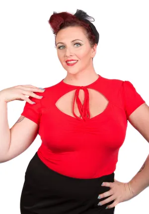 Plus Size Red Pin-Up Tie Top