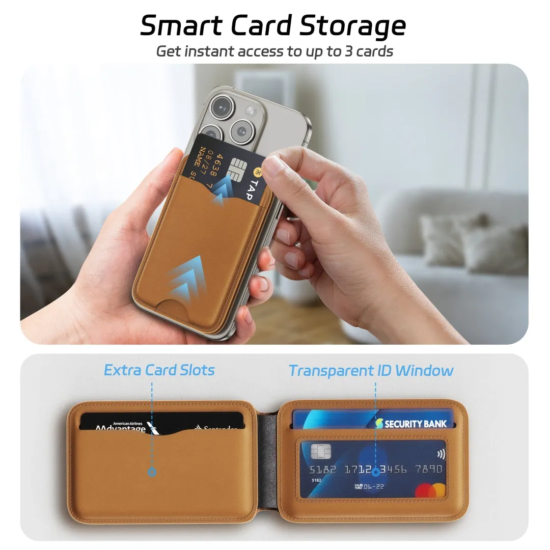 Premium Leather Magnetic Wallet Stand