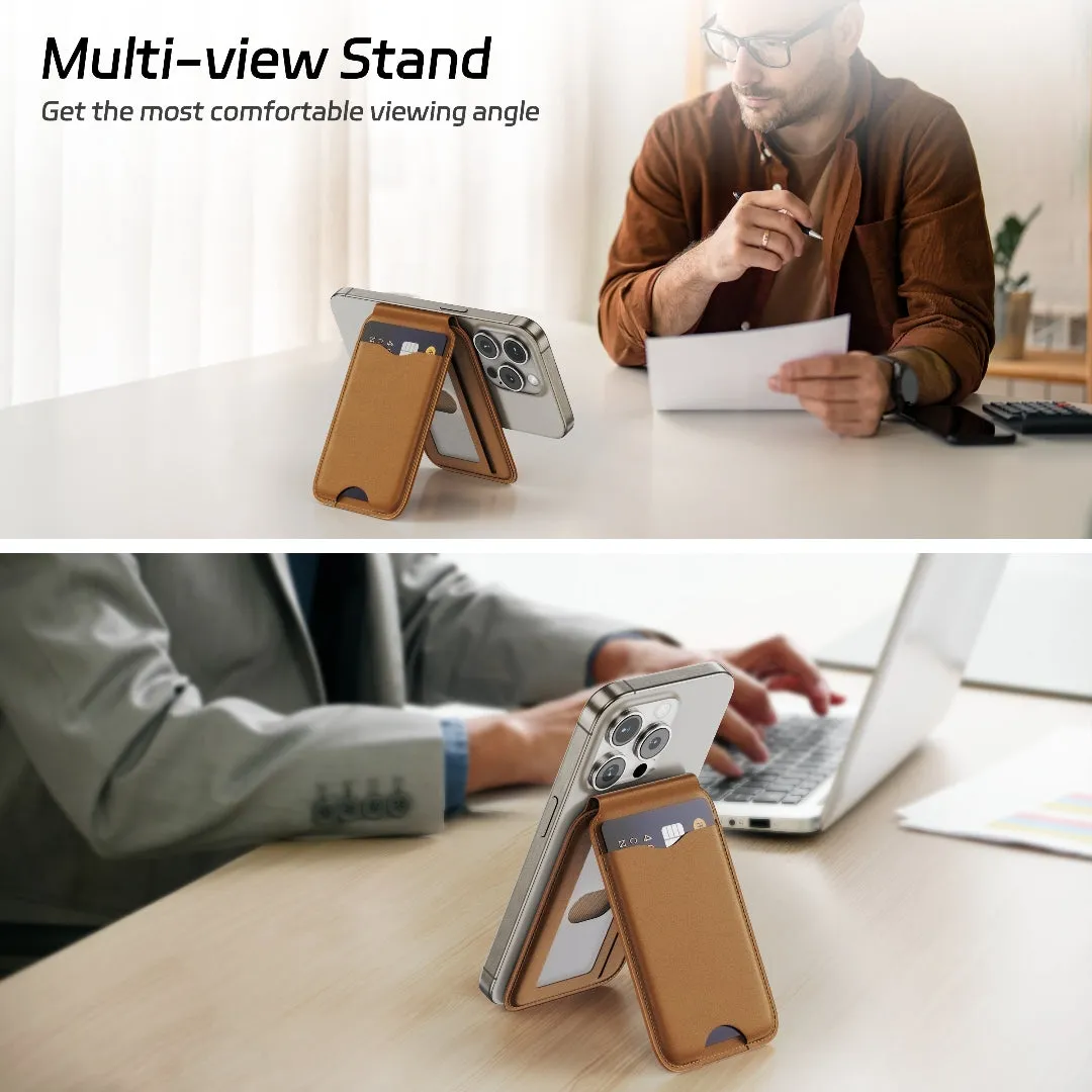 Premium Leather Magnetic Wallet Stand