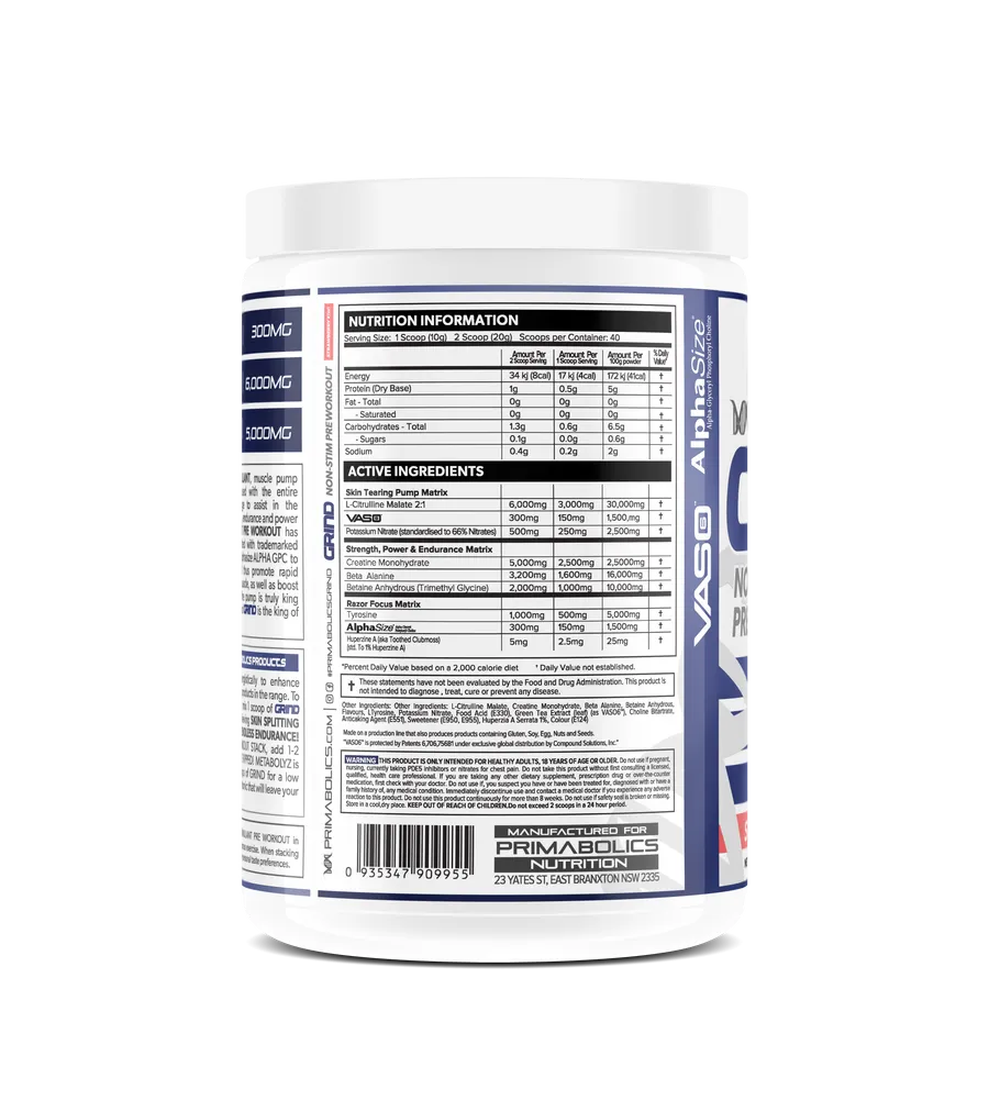 Primabolics Grind Non-Stim Pre Workout
