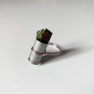 R S Obsidian Bullet Pink Wire Ring