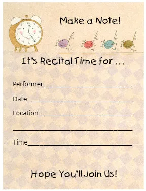 Recital Invitations - Make a Note! - "Make a Note!" recital invitations