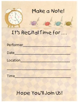 Recital Invitations - Make a Note! - "Make a Note!" recital invitations