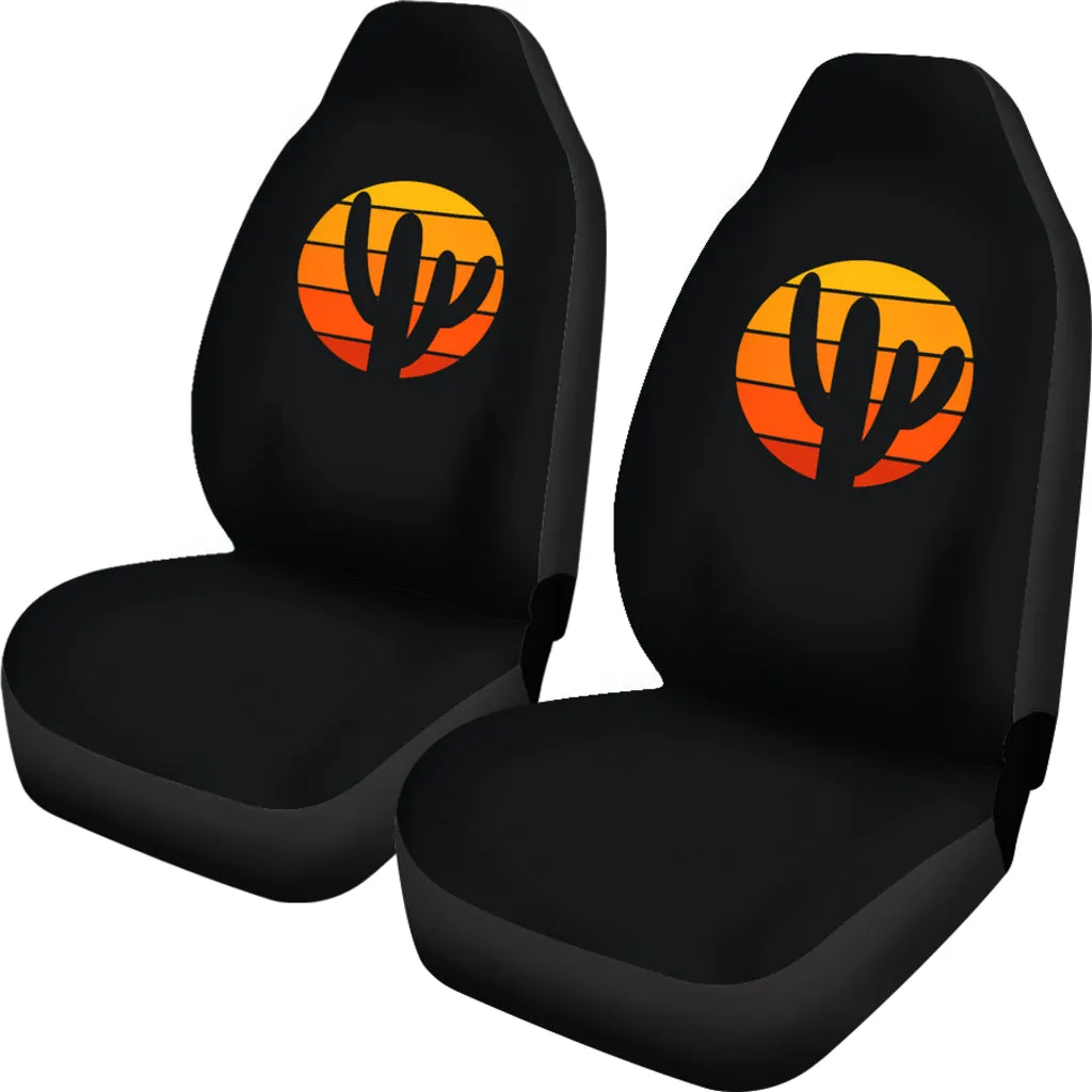 Retro Sunset With Cactus Car Seat Covers Set Desert Theme