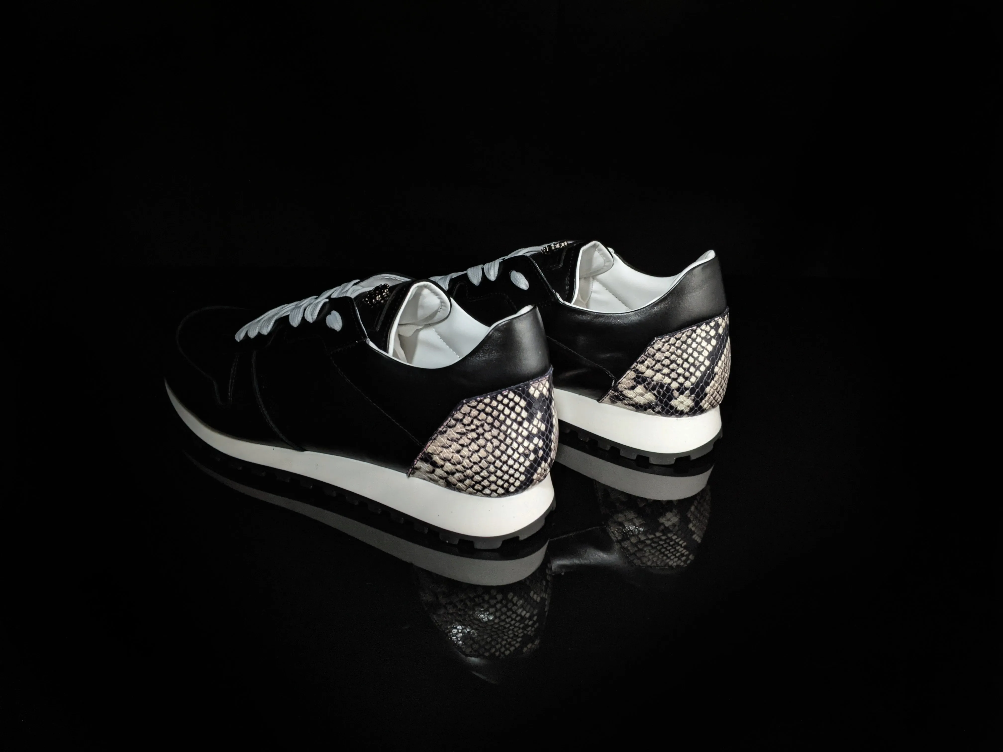 Roberto Cavalli  Snakeskin Embossed Leather Sneakers