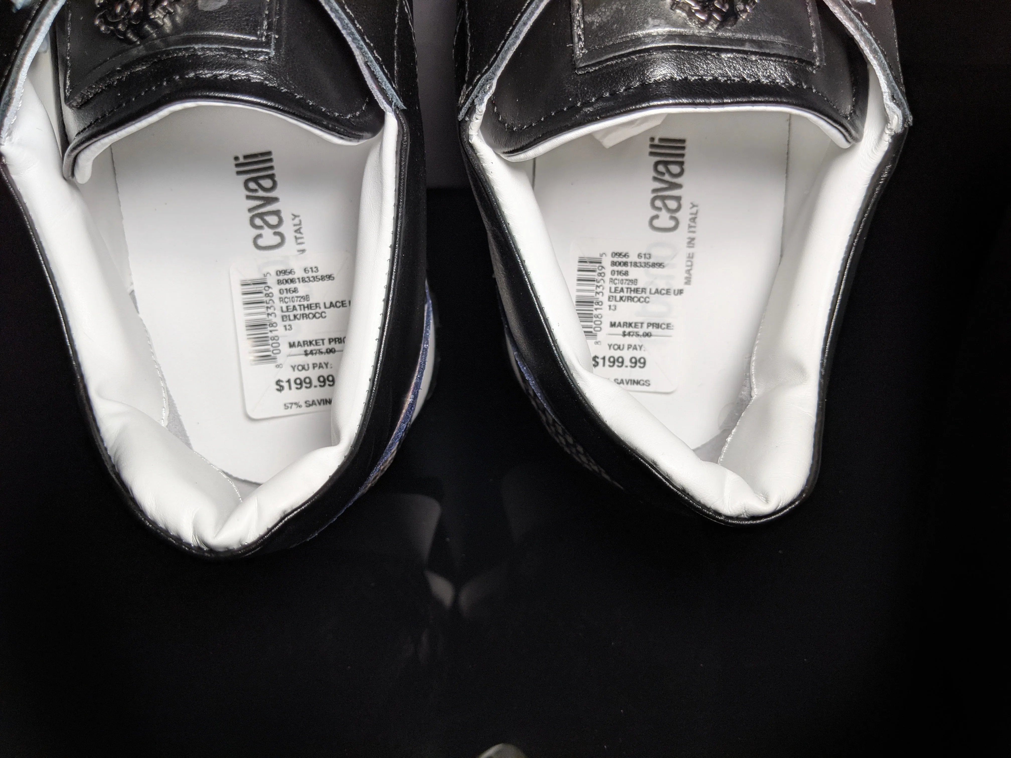 Roberto Cavalli  Snakeskin Embossed Leather Sneakers