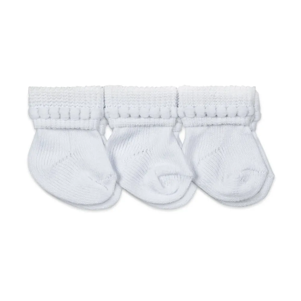 Rock-A-Bye Turn Cuff Socks 6 Pair Pack -- White
