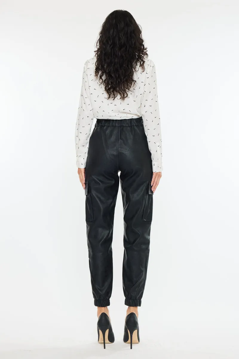 Rona Ultra High Rise Faux Leather Joggers