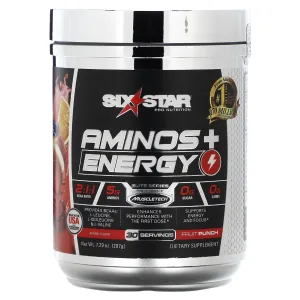 SIXSTAR Elite Series Aminos   Energy Fruit Punch 7.29 oz (207 g) Exp 22 Jun 2025