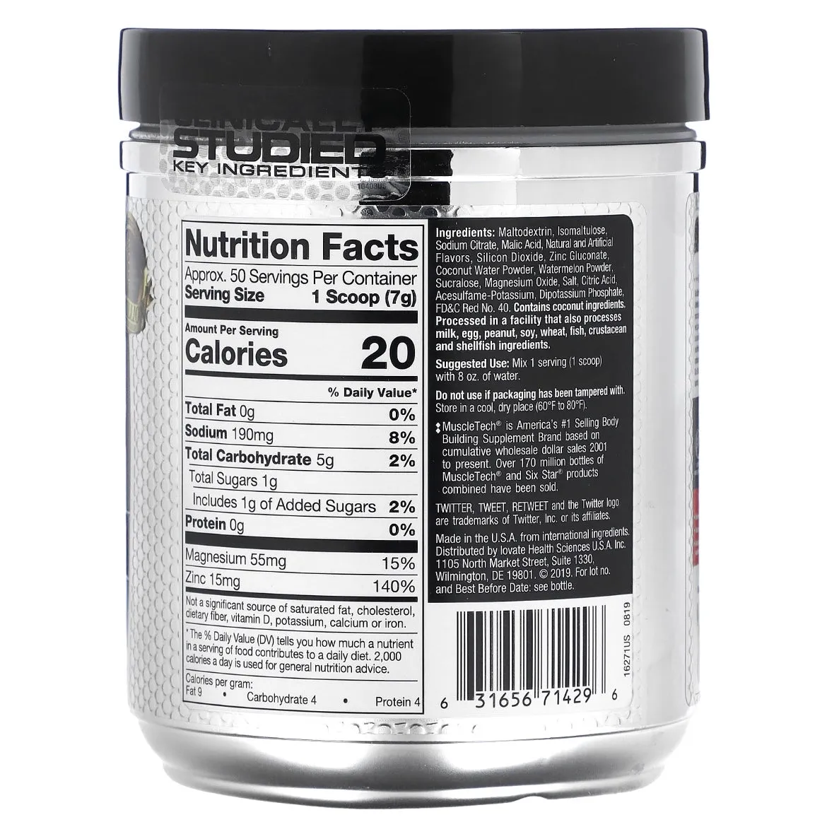 SIXSTAR Elite Series Ultimate Hydration Watermelon 12.5 oz (354 g) Exp 16 Mar 2024