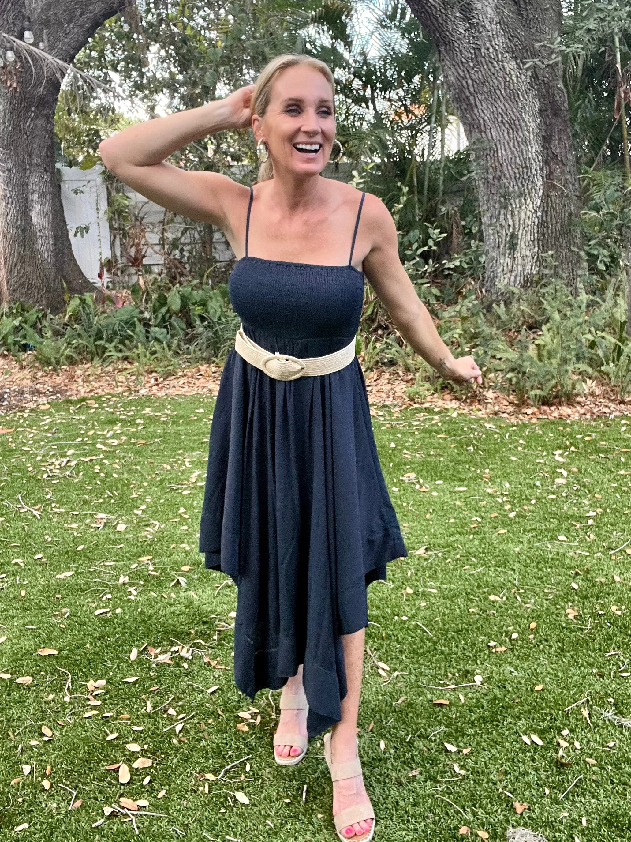 Sylvia Navy Midi Dress