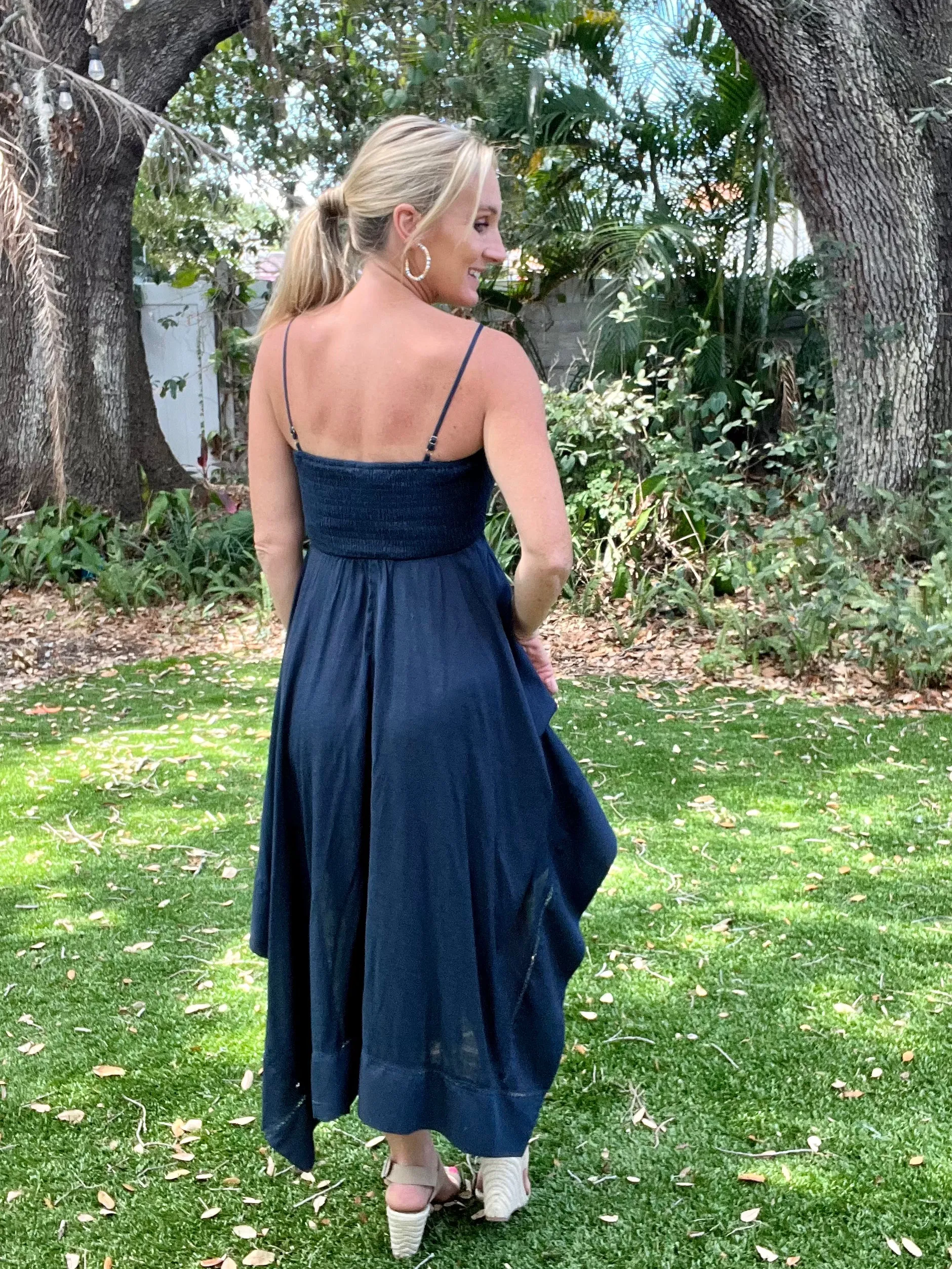 Sylvia Navy Midi Dress