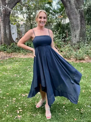 Sylvia Navy Midi Dress