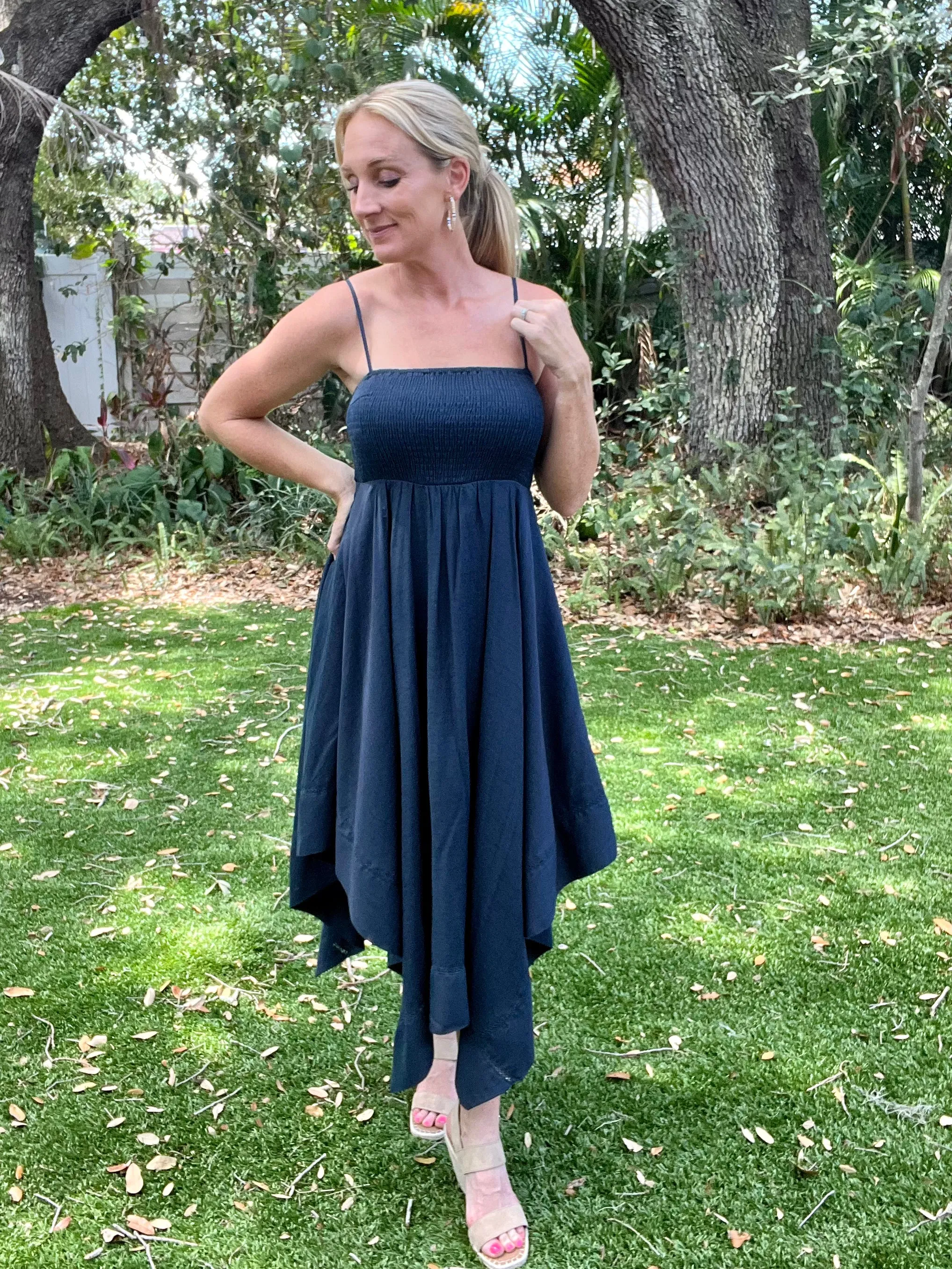 Sylvia Navy Midi Dress