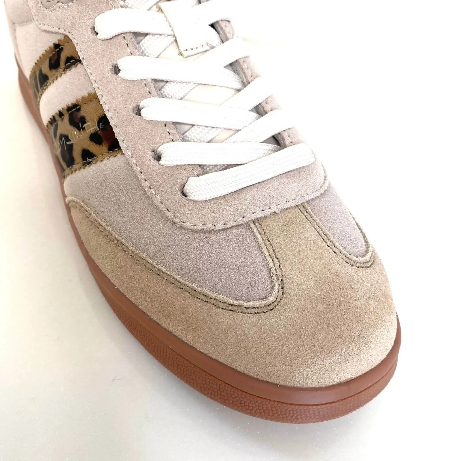 Teddy Smith Leopard & Beige Suede Slim Line Sole Sneakers