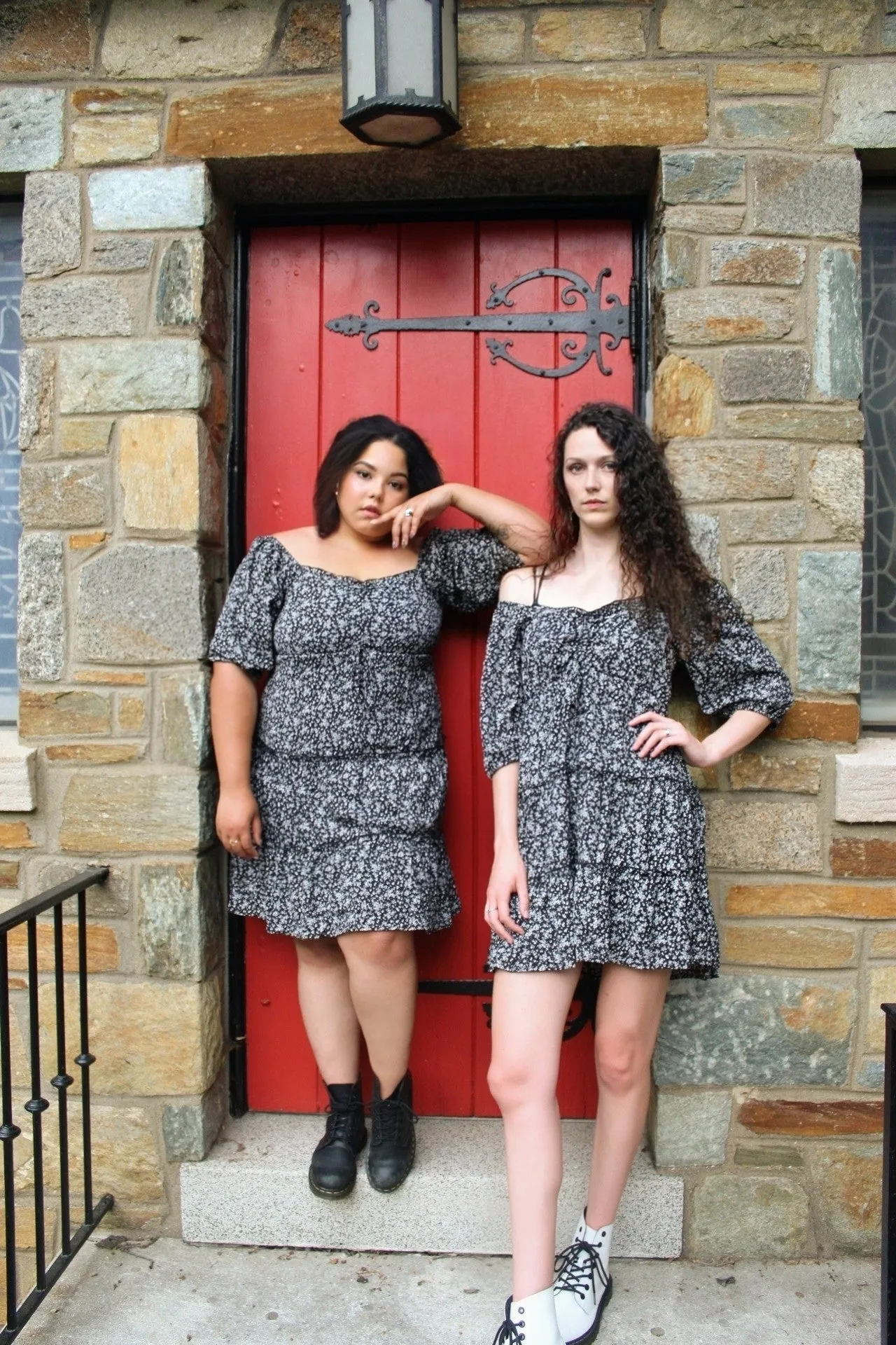 The Lana - ruffled floral black dress