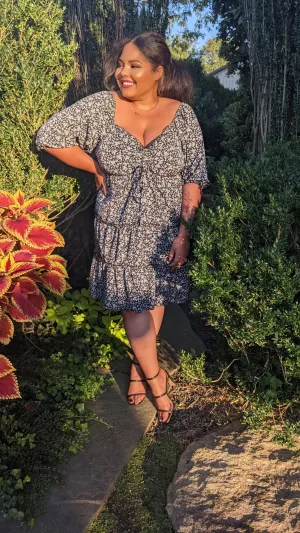 The Lana - ruffled floral black dress