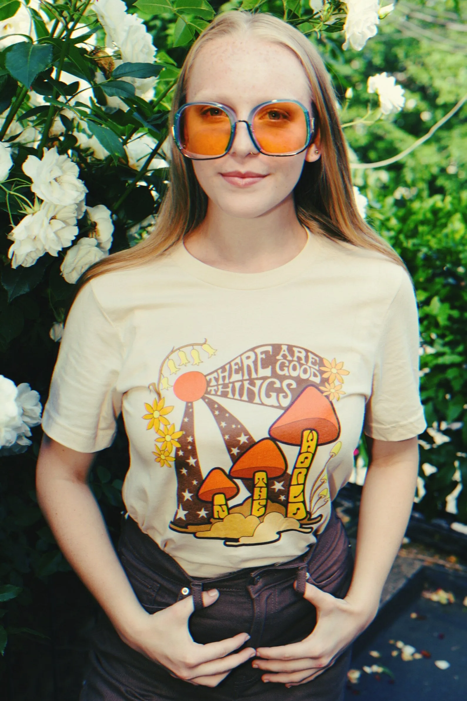 There are Good Things in the World Tee - Orange on Soft Cream