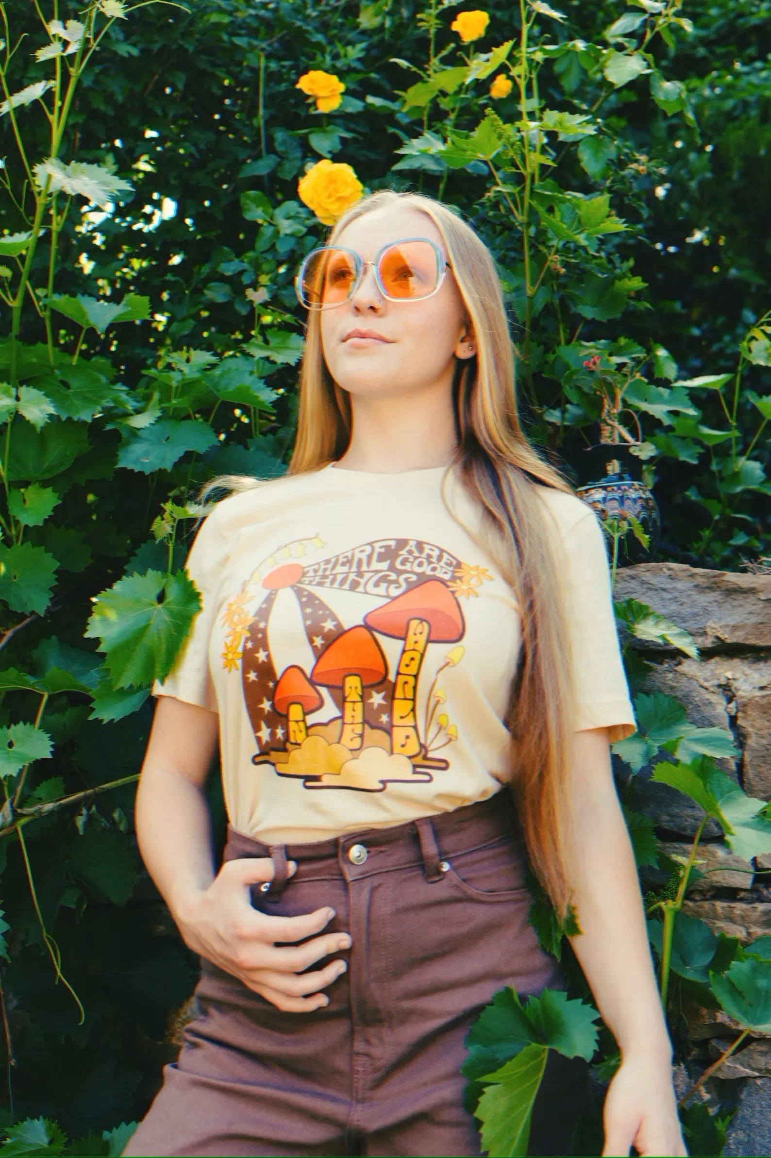There are Good Things in the World Tee - Orange on Soft Cream