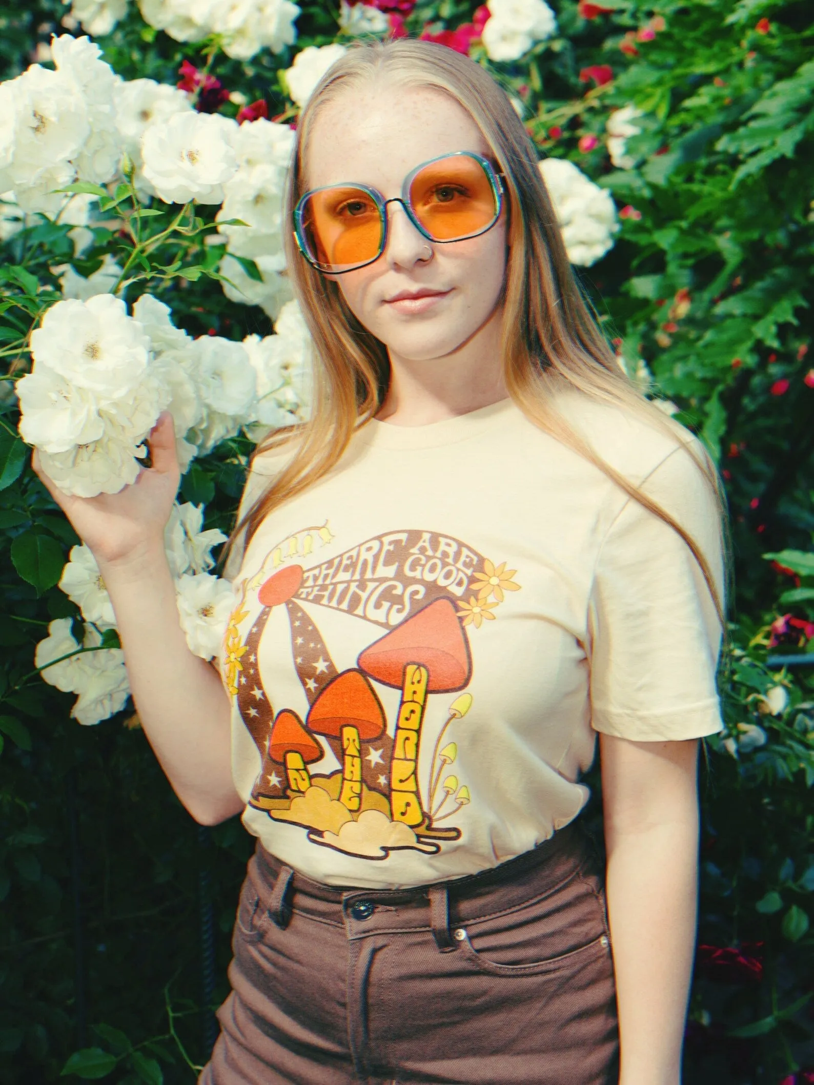 There are Good Things in the World Tee - Orange on Soft Cream