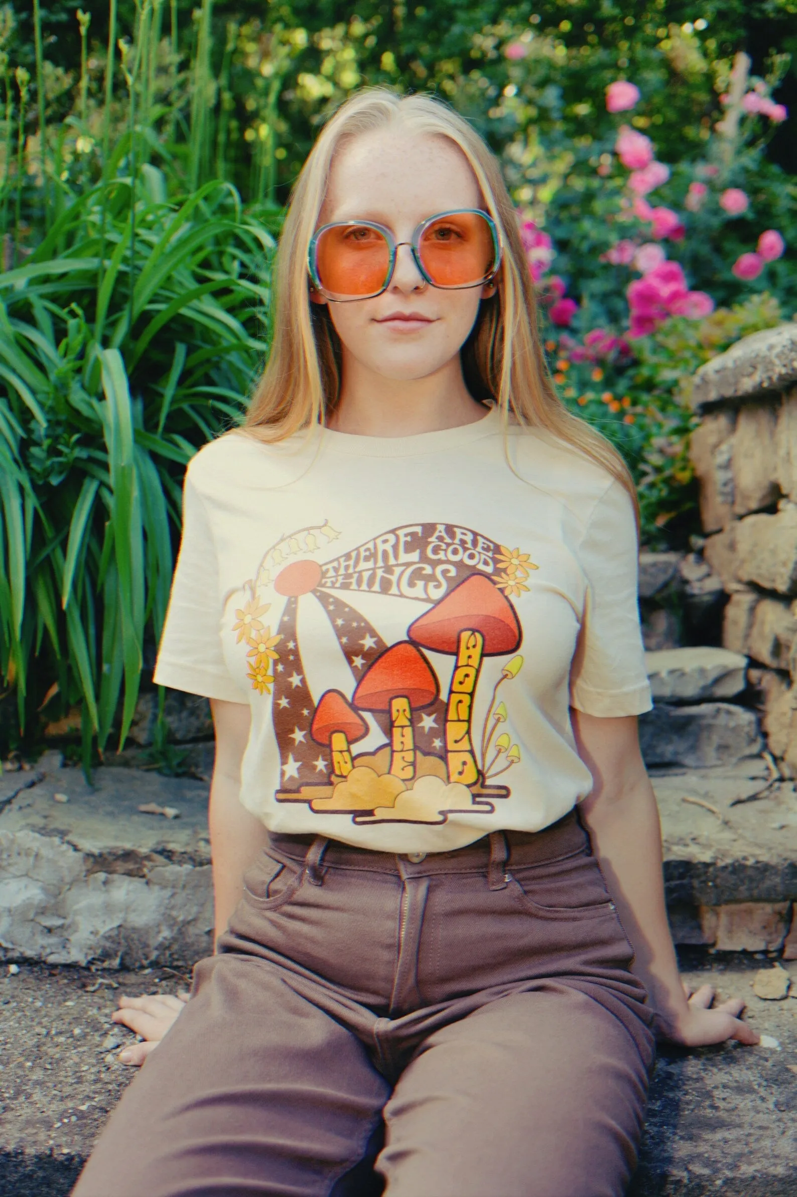 There are Good Things in the World Tee - Orange on Soft Cream
