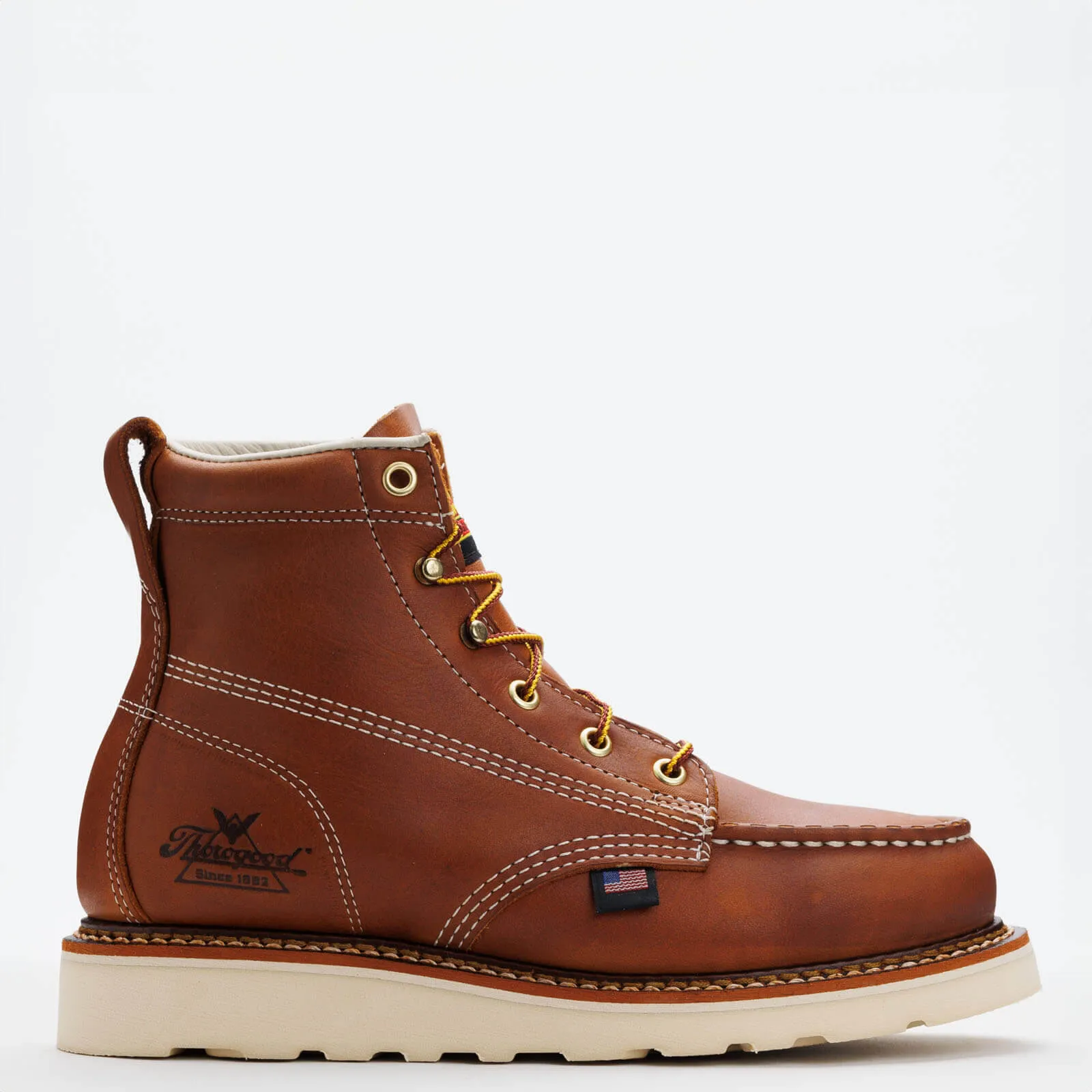Thorogood Women's American 6" Moc Toe Wedge Work Boot -Tobacco- 514-4200