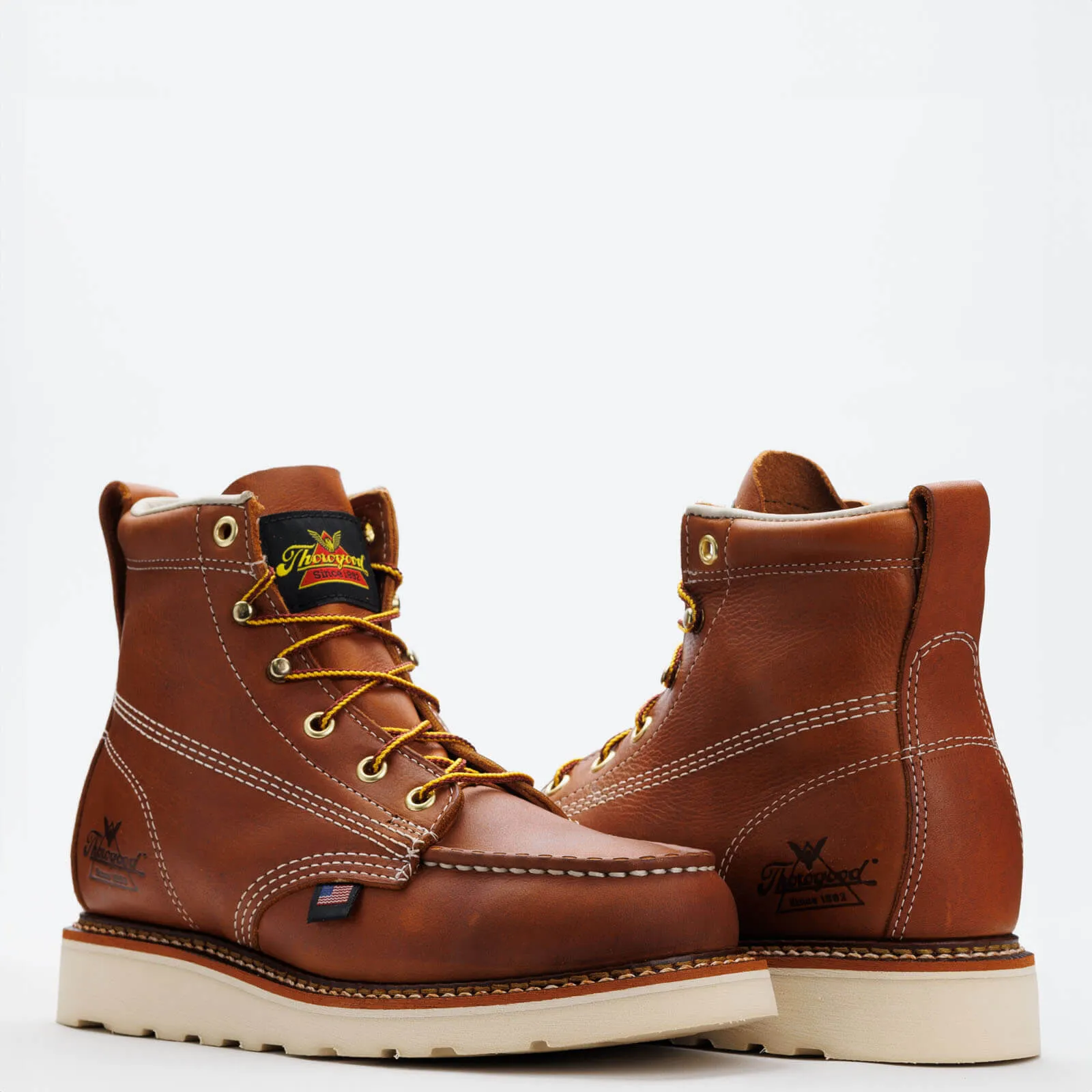 Thorogood Women's American 6" Moc Toe Wedge Work Boot -Tobacco- 514-4200