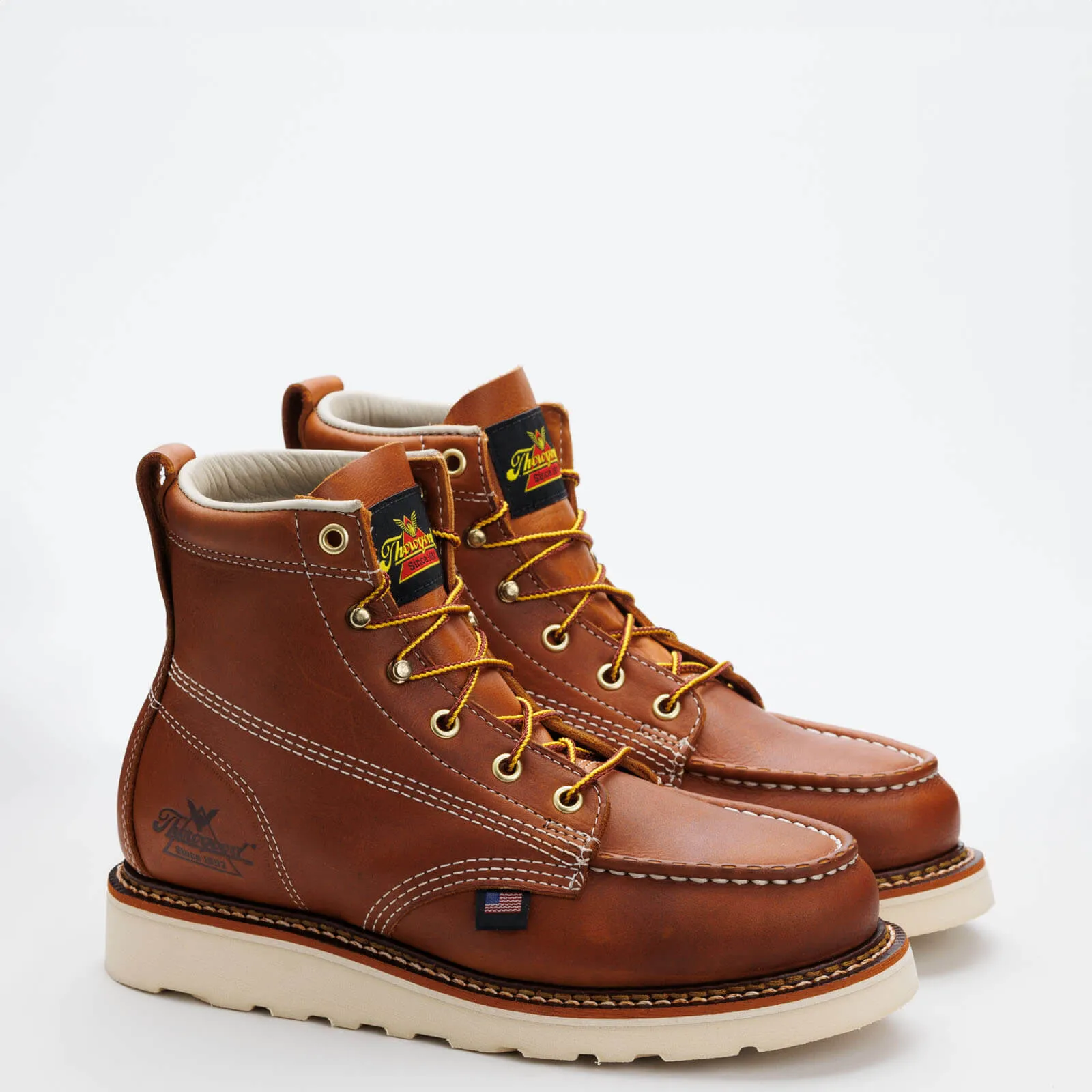 Thorogood Women's American 6" Moc Toe Wedge Work Boot -Tobacco- 514-4200