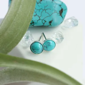Turquoise Stone Earrings | Sterling Silver