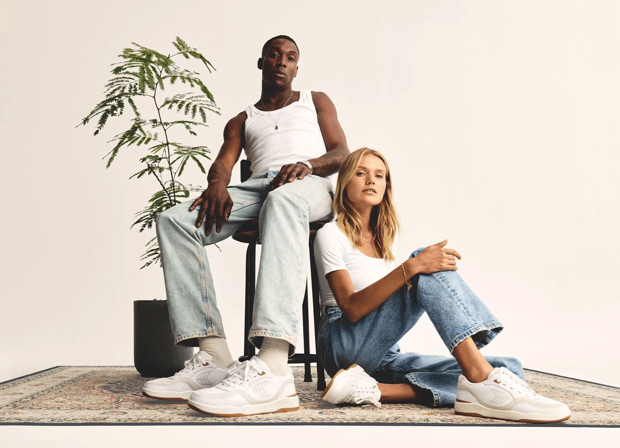UBA White Premium Leather Ice Logo Sneaker Women