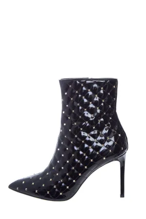 Valentino Black Rock Stud Spike Quilted Patent Boots SZ 40