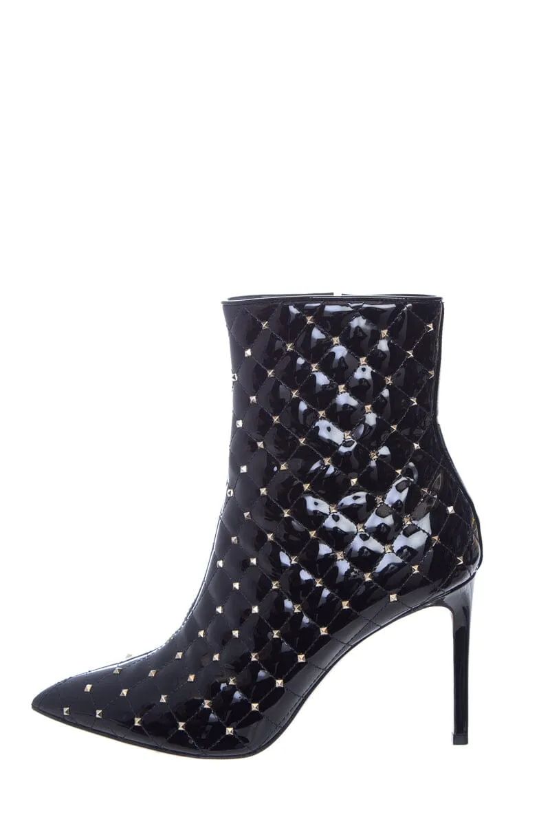 Valentino Black Rock Stud Spike Quilted Patent Boots SZ 40