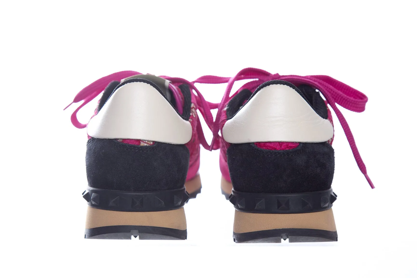 Valentino Pink Lace Lace Up Sneakers SZ 36.5