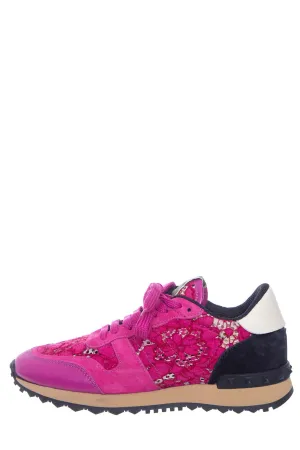 Valentino Pink Lace Lace Up Sneakers SZ 36.5
