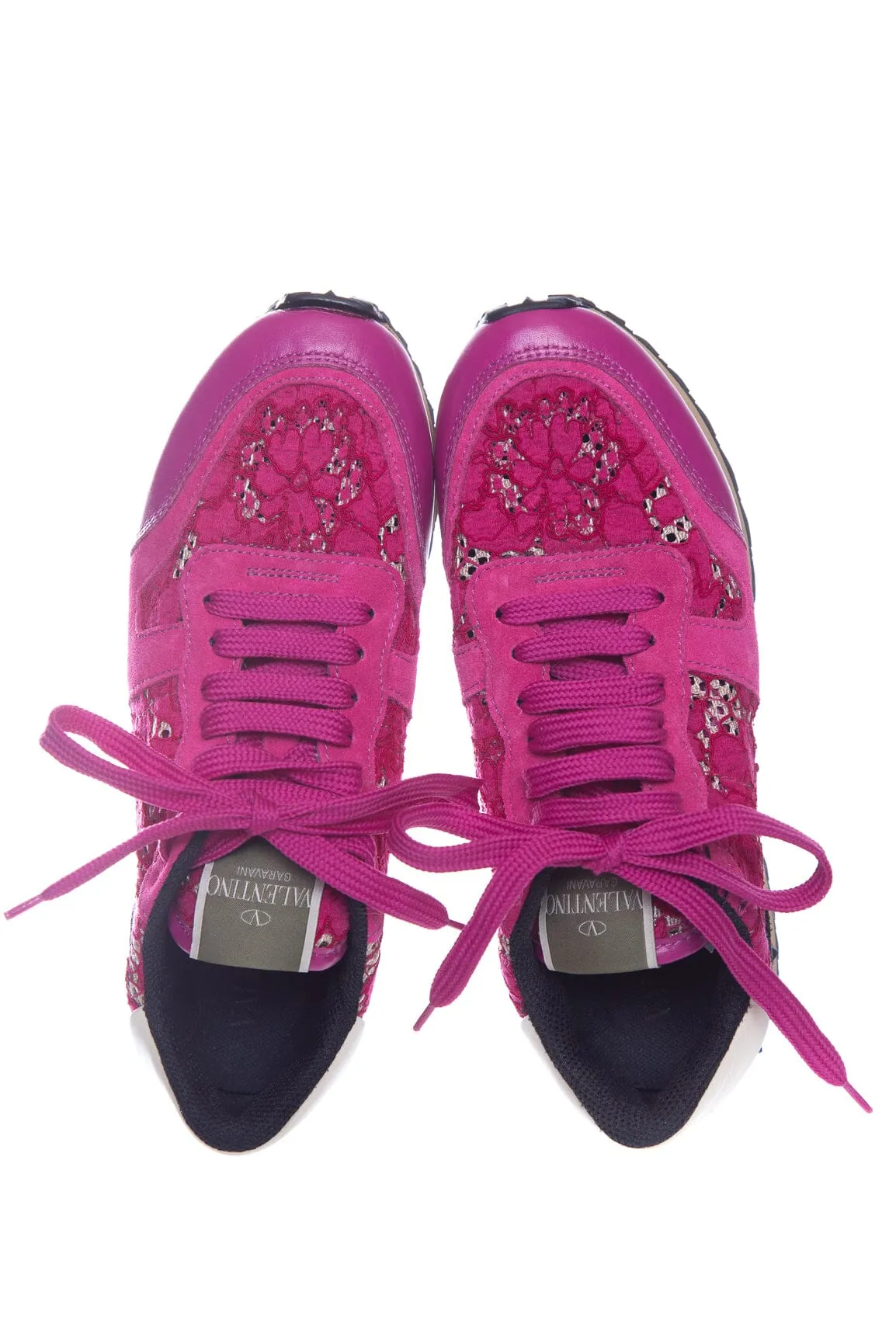 Valentino Pink Lace Lace Up Sneakers SZ 36.5