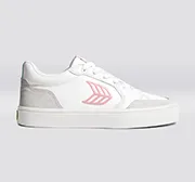 VALLELY White Leather Vintage White Suede Blush Pink Logo Sneaker Women