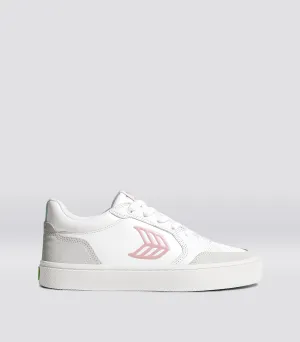 VALLELY White Leather Vintage White Suede Blush Pink Logo Sneaker Women