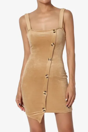 Villarosa Asymmetric Button Corduroy Dress