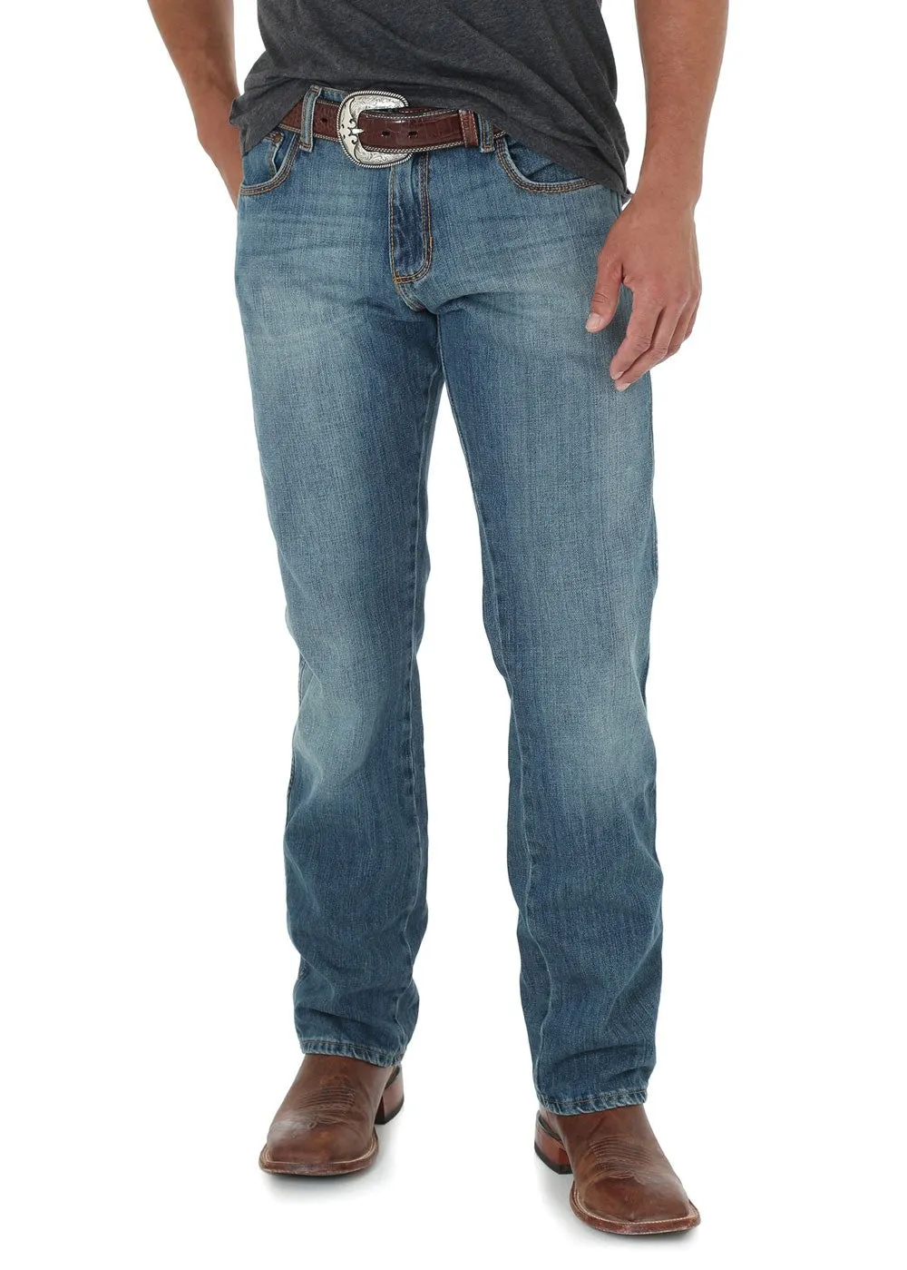 Wrangler Retro Slim Straight Leg Mens Jeans Rock Top