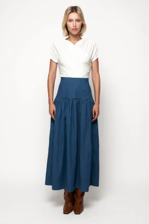 Wrap Front 3/4 Top | Wide Waist Midi Skirt