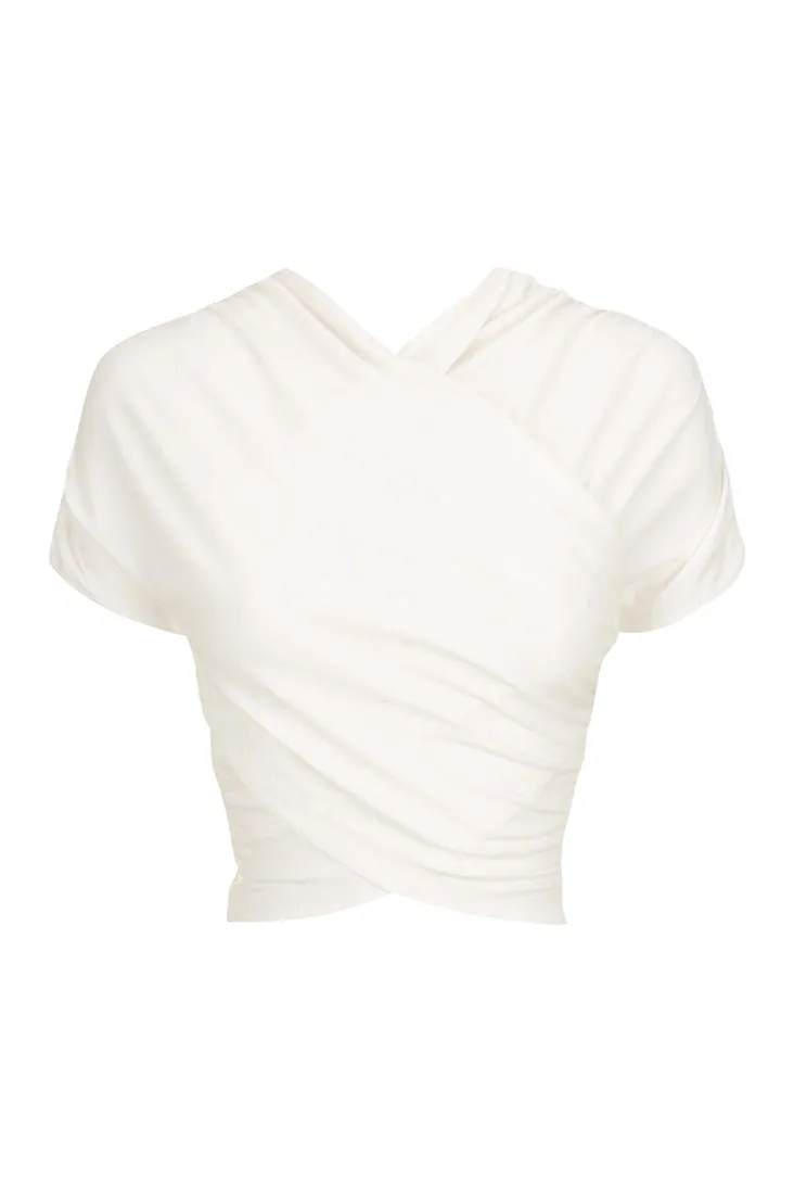 Wrap Front 3/4 Top | Wide Waist Midi Skirt