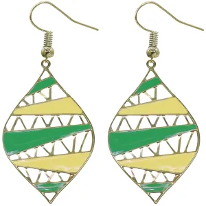 Yellow Green Two Tone Leaf Shaped Earrings